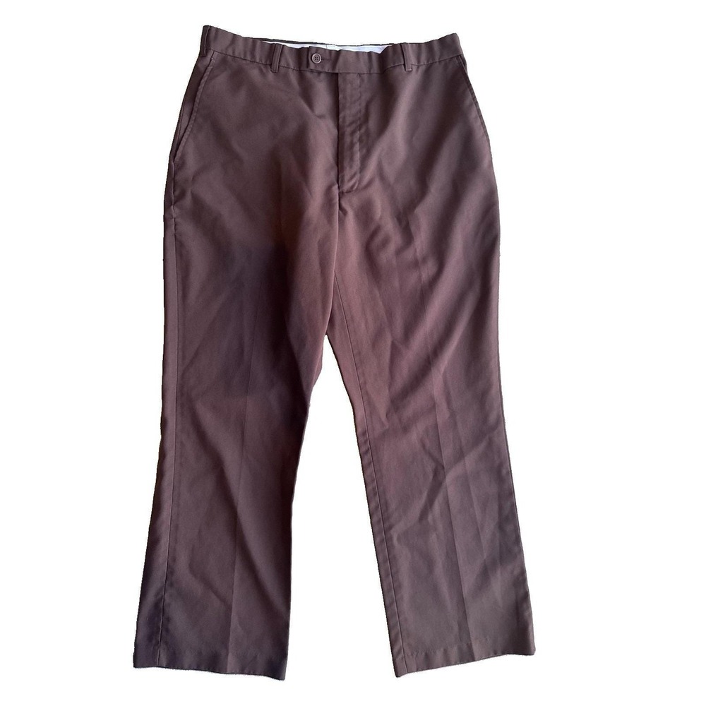 Vintage Haband Mens 37x31 Brown Dress Pants Flat Front Casual Slacks Trousers